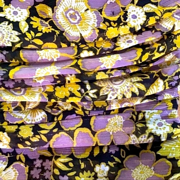 Zara Dress Bodycon Ruched Gold Floral One Shoulder Mini Size Small - Picture 4 of 9